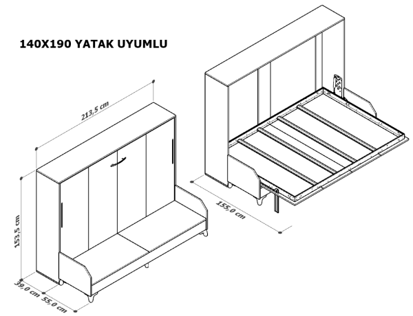 Çift Kişilik Yatay Açılır Koltuklu