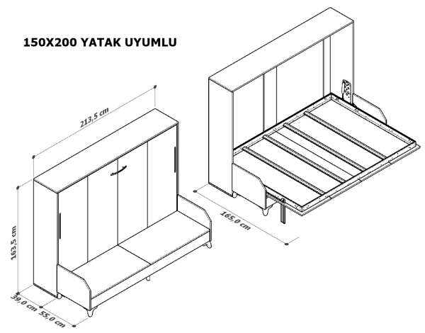 Çift Kişilik Yatay Açılır Koltuklu