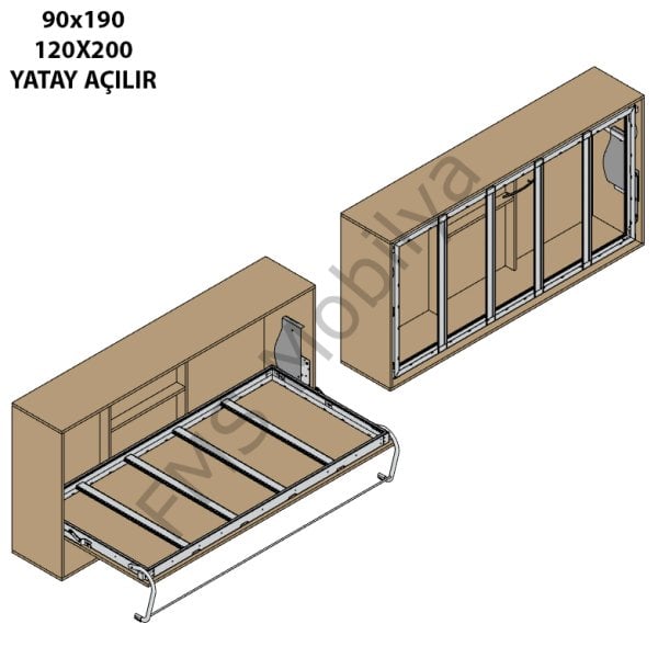Tek Kişilik Yatay Açılır Mekanizma