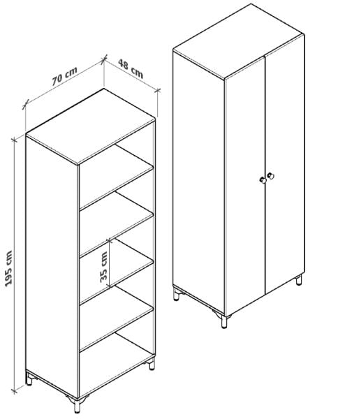 2 Kapılı Gardırop 70 CM | F1001