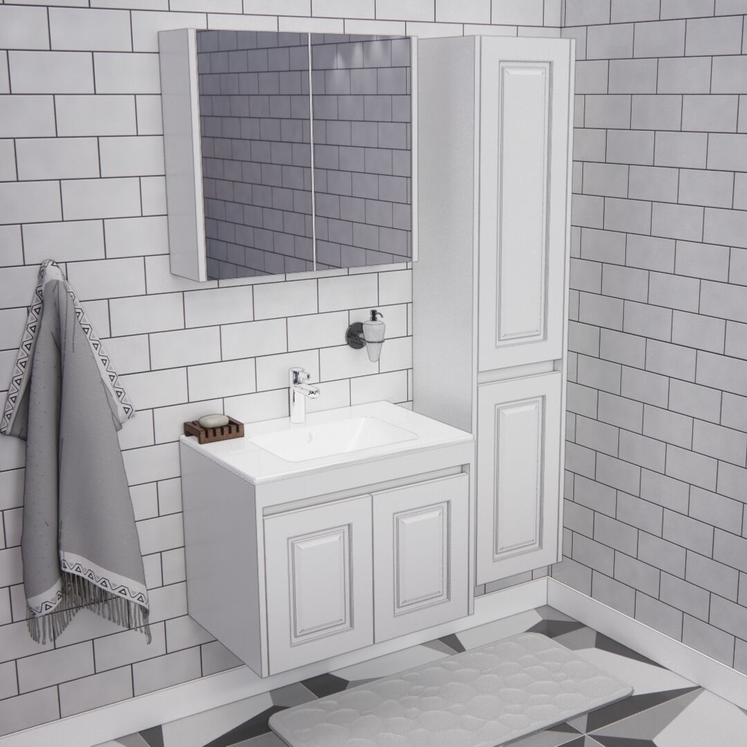 65'lik Mebran Banyo Boy Dolaplı  | B1014