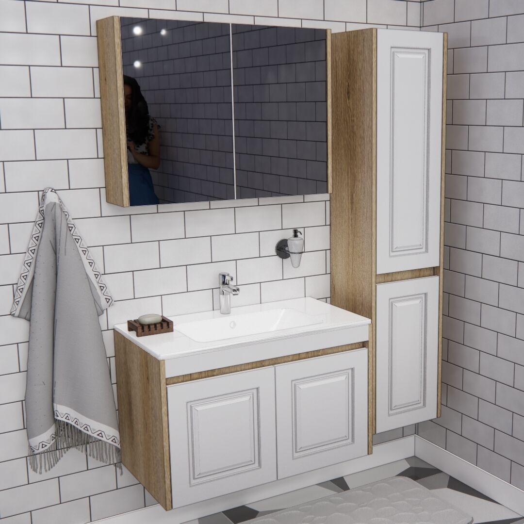 80'lik Mebran Banyo Boy Dolaplı  | B1023