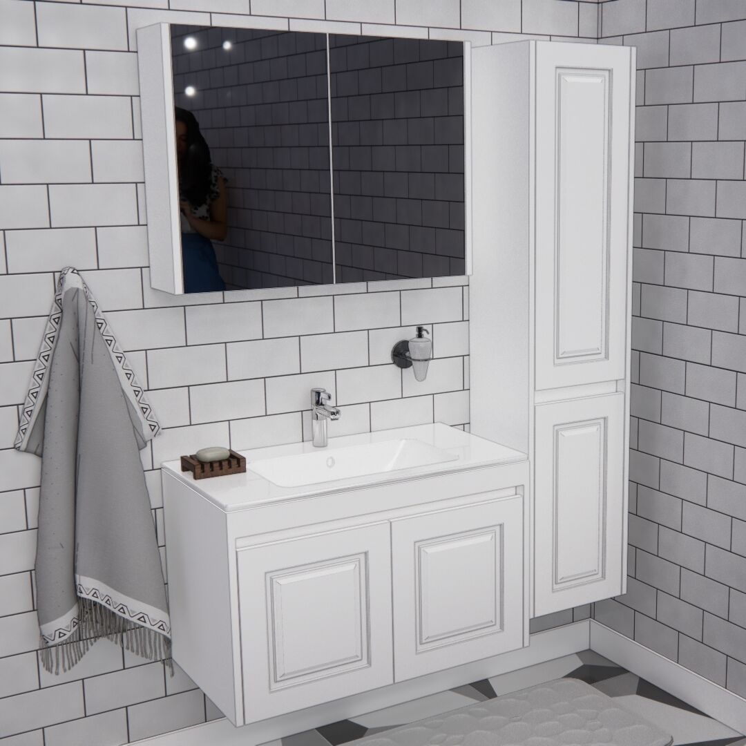 80'lik Mebran Banyo Boy Dolaplı  | B1024