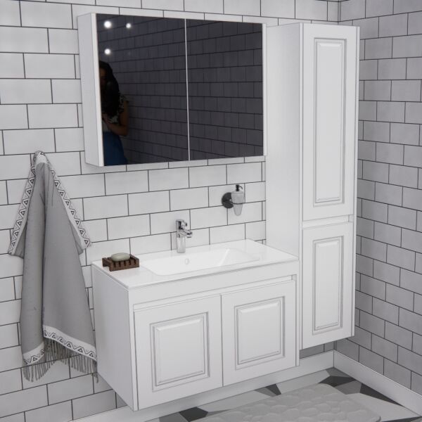 80'lik Mebran Banyo Boy Dolaplı  | B1024